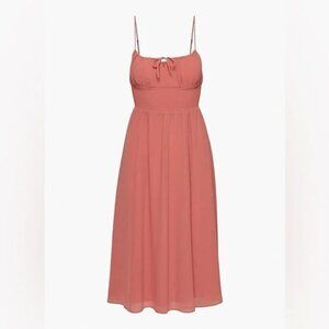 Aritzia Wilfred Genoa Midi Chiffon Dress Warm Sienna Red Size XS